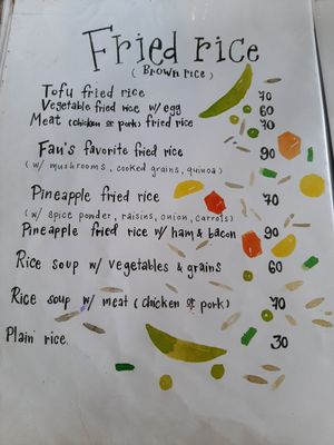 Menu at Fan's Homemade in Koh Phayam