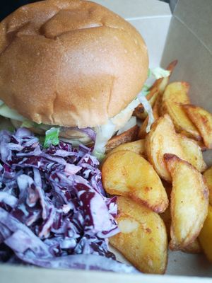 Tofu Chx Burger! Nom nom! at Pepino Deli in Glossop