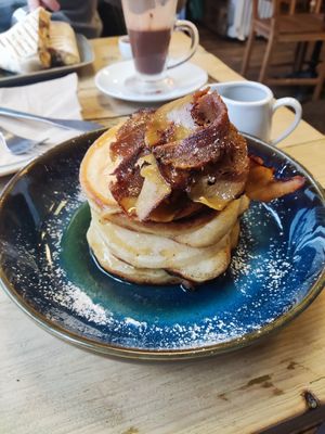 Bacon pancakes at Pepino Deli in Glossop