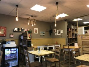 Interior of cafe  at Pepino Deli in Glossop