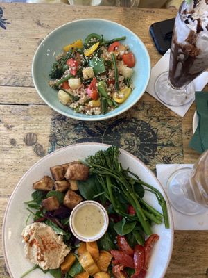 Too giant couscous, bottom Buddha bowl   at Pepino Deli in Glossop