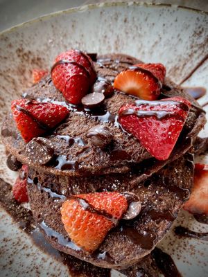 Chocolate pancakes  at Pepino Deli in Glossop