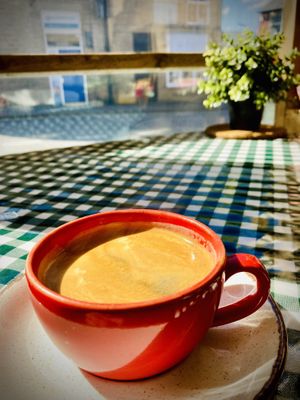 Coffee with a view  at Pepino Deli in Glossop