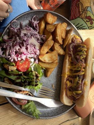 Hot dog  at Pepino Deli in Glossop