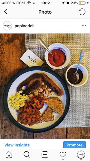 Vegan breakfast - HOMEMADE vegan bacon HOMEMADE vegan sausage ❤️  at Pepino Deli in Glossop