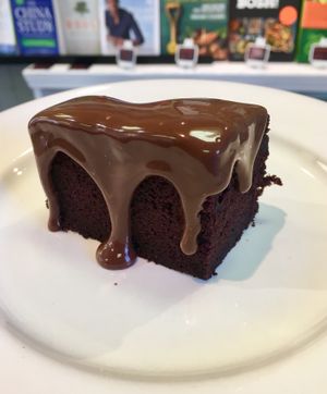 Vegan and gluten free chocolate cake at Pepino Deli in Glossop