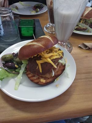 Vegan burger at Pepino Deli in Glossop