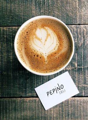 Latte art  at Pepino Deli in Glossop