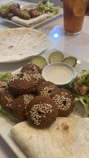 Falafel plate with lemon iced tea and extra bread  at Alhamdulillah in Langkawi