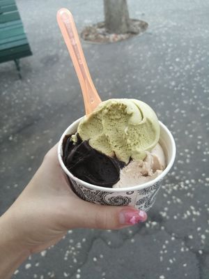 helado de chocolate negro y de avellanas (el de pistacho no era vegan) at Heladeria Oasis in Tenerife