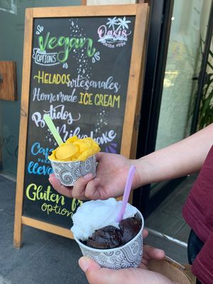 Coconut and dark chocolate at Heladeria Oasis in Tenerife
