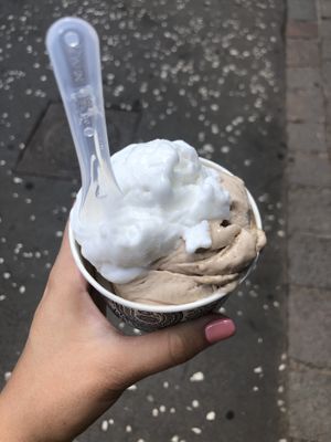 Helado de avellana y coco at Heladeria Oasis in Tenerife