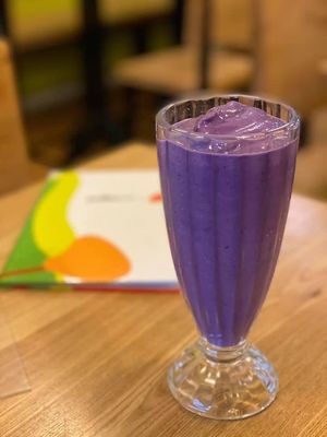 Purple Sweet Potato with Coconut & Oat Milk 🌱 at Puffin Cafe in Macau