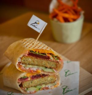 Photo is screaminnn : “I’ve falafel inlove again! I’m such a sweet potato ! 🍠 "  at Puffin Cafe in Macau