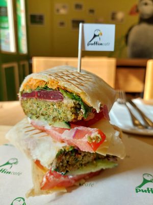 Falafel Wrap with Vegan Cheese (MOP 78) at Puffin Cafe in Macau
