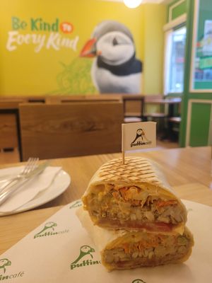 Tempeh wrap at Puffin Cafe in Macau