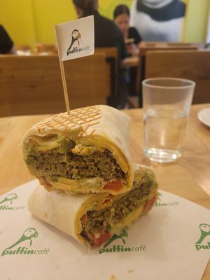 Falafel wrap at Puffin Cafe in Macau