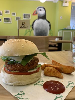 Vegan Chickpea Burger  at Puffin Cafe in Macau