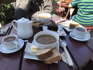 Onion soup, lovely at The Bakehouse Cafe in Forres