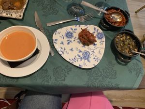 Gaspacho, spinach and chickpeas, ratatouille   at El Librero in Sevilla