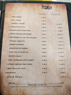 Dash denotes vegan at El Librero in Sevilla