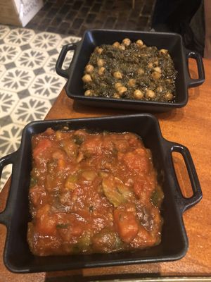 Pisto Andaluz and spinach with chickpeas.   at El Librero in Sevilla