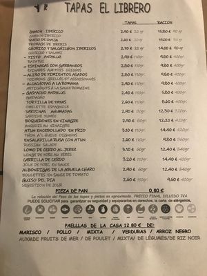 Menu1 at El Librero in Sevilla