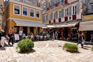 The square at Safran in Corfu