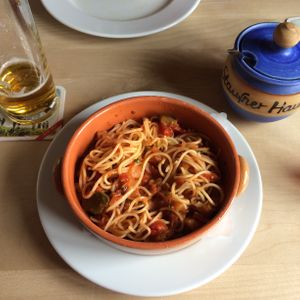 Spaghetti with vegetables at Staufner Haus in Oberstaufen