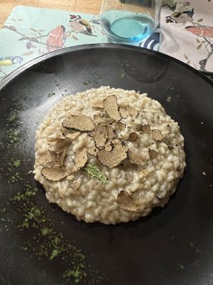 Truffle risotto, which didn’t taste of truffle   at Ambrosia in Cortona