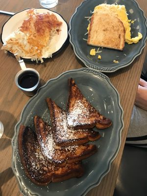 Vegan french toast and vegan breakfast sandwich  at Harvest Room in Munster