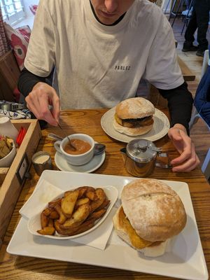 Vegan cob! at Three Roofs Cafe in Castleton