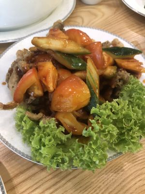 Sweet and sour abalone mushroom  at Mother Earth 大地之素 in West Singapore
