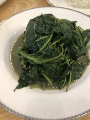 Sweet potato leaves in fermented beancurd  at Mother Earth 大地之素 in West Singapore