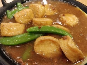 Hotplate Japanese egg tofu with (mock) minced meat at Mother Earth 大地之素 in West Singapore