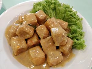 Salted Century egg tofu at Mother Earth 大地之素 in West Singapore