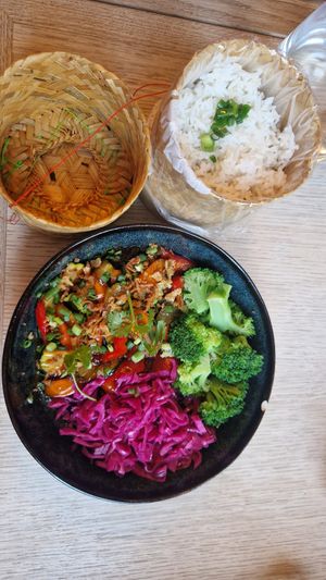 Vegan rice dish at Cafe Saigon in Saint-emilion