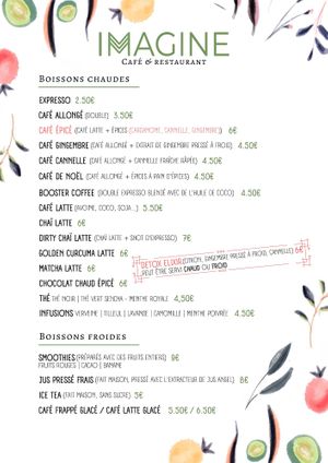 IMAGINE'S DRINKS at Imagine Café in Paris