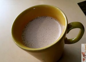 Booster Coffee with coco oil at Imagine Café in Paris