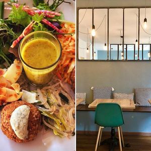 Venez essayer notre assiette mezze confortablement installés.

Come and try the mezze plate in our cosy café.  at Be Kind Cafe in Geneva