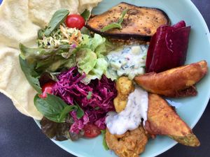 Plat du jour Mezze at Be Kind Cafe in Geneva