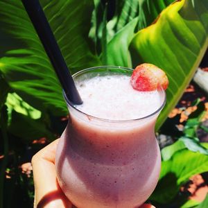 Delicious Vegan smoothie with strawberry, banana and coconut milk! at Backstage Bar & Grill  in Phan Thiet