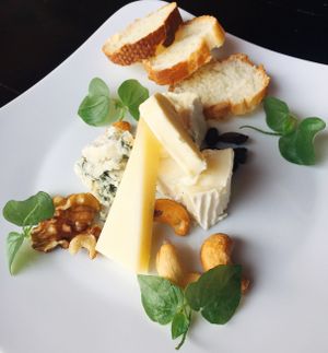 (Vegetarian) French Cheese Platter with baguette bread at Backstage Bar & Grill  in Phan Thiet