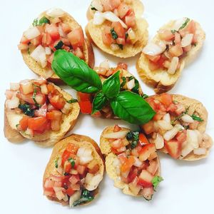 (Vegan) Tomato Bruschetta with toasted baguette bread at Backstage Bar & Grill  in Phan Thiet