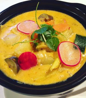(Vegan) Creamy Vietnamese curry with fresh vegetables and coconut milk  at Backstage Bar & Grill  in Phan Thiet