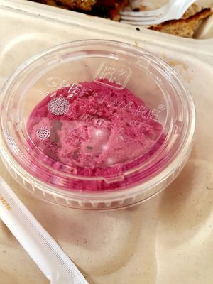 Pink Hummus at Mora Mora - Polanco in Mexico City