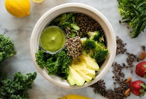 Green bowl

Quinoa+greens, grilled asparagus, broccoli, lentils with herbs and olive oil, avocado and pepita seeds with homemade green goddess dressing.  at Mora Mora - Polanco in Mexico City