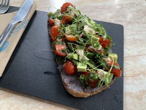 El frijolazo toast at Mora Mora - Polanco in Mexico City