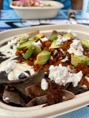 chilaquiles de frijol at Mora Mora - Roma in Mexico City