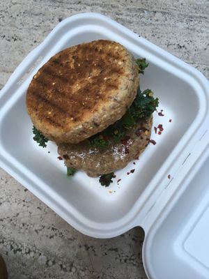 Brekkie Muffins with avocado, almond butter, kale and chili flakes at Mora Mora - Roma in Mexico City